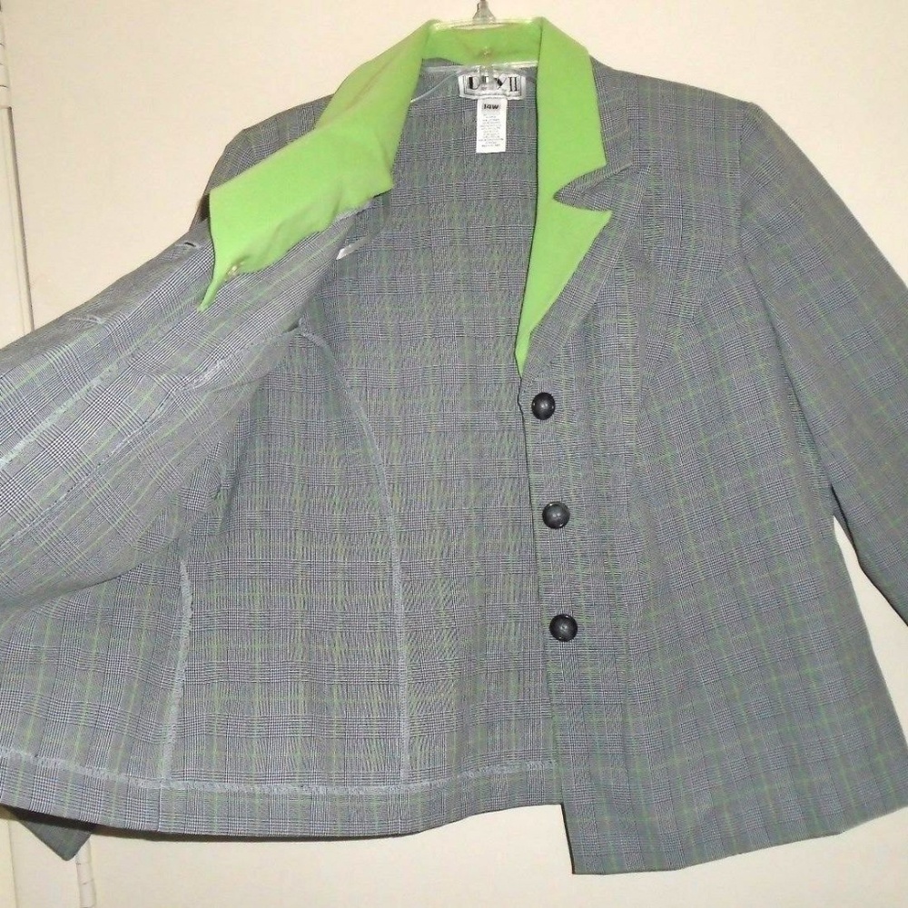 Beautiful Plaid Career Jacket Blazer 14W